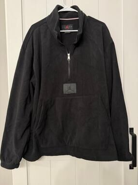 Jordan Essentials Men's Winterized Fleece Half-Zip Black Red Sz XL